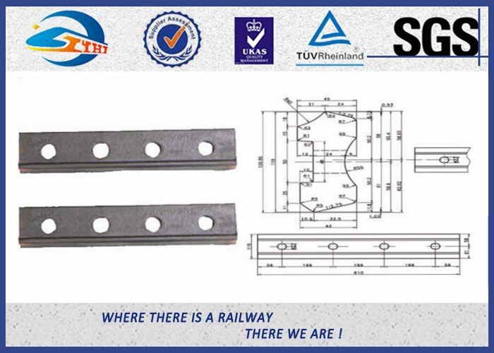 Standard UIC54 Rail Metal Fish Plate For Railway Fastener / Joggled