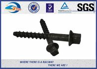 Black ISO Screws For Railway Sleepers / Zinc Dacromet Screw On Spikes