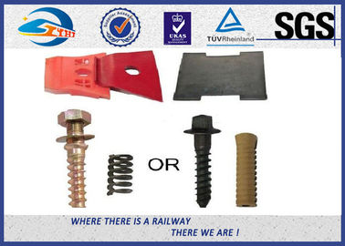 Hot Dip Galvanized  Rail Fastening System With Rail Insulator / Screw Spike