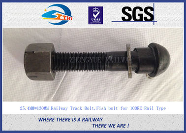 1'' x130mm Railway Track Bolts , Fish Bolts With Plain Oiled Treatment