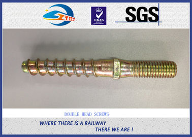 Fastening Part HS26 / HS32 Railway Bolt Double - Head Screws With Golden Colors