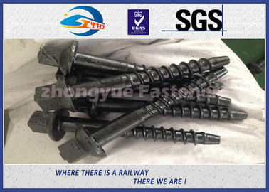 Material 45# Railway Custom Railroad Track Spikes , Threaded Screw Spike