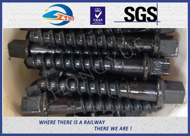 Custom Railway / Railroad Track Spikes , Threaded Screw Spike With Plain Oiled Coating