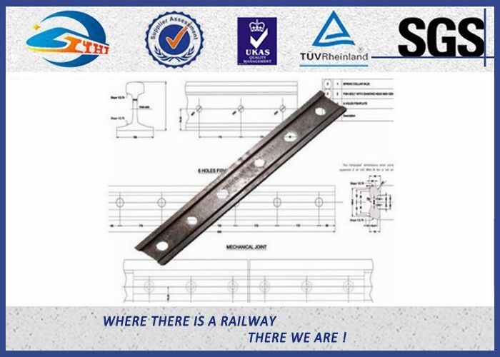 4 / 6 Holed Railway Fish Plate Joint Bars For 8kg 9kg 12kg Light Rail