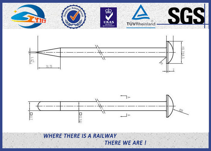 Arbon Steel AREM Q235  Solar Ground Railroad Track Spikes NF F500-50