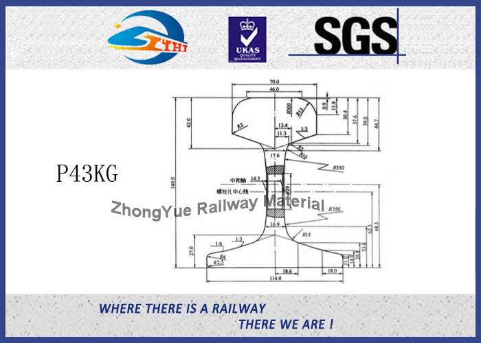 High Quality GB Standard P43KG GB43 Railway Steel Rail According GB2585-2007