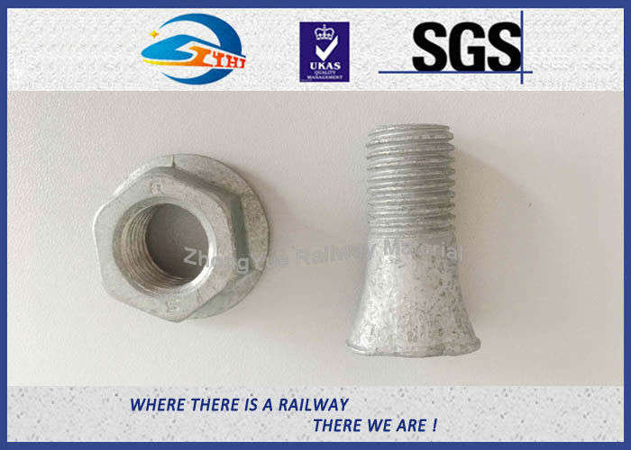 Hot Dip Galvanized Railway Bolt for 9116 Rail Clip , T Anchor Bolts M16 M20 M22